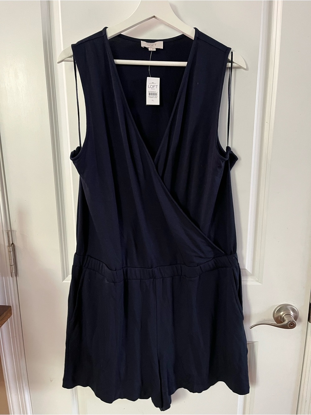 LOFT Navy Wrap Front Sleeveless Romper